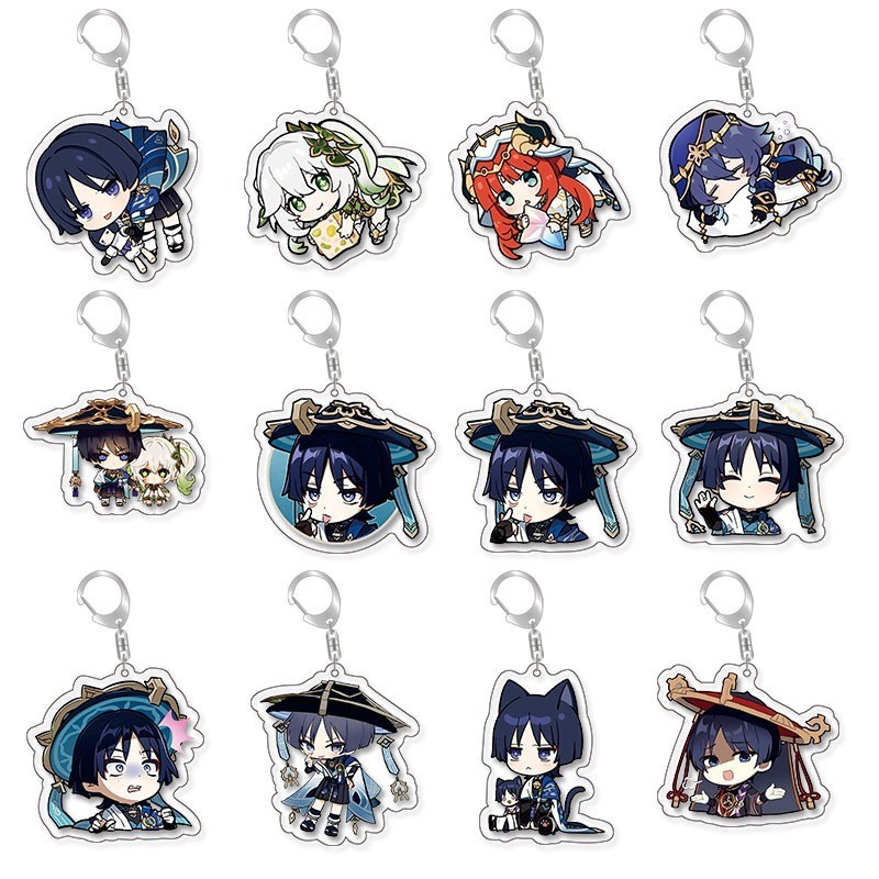 Game Genshin Impact Scaramouche Wanderer Nahida Pendant Figure Keychain Keyring Collection Model Gif