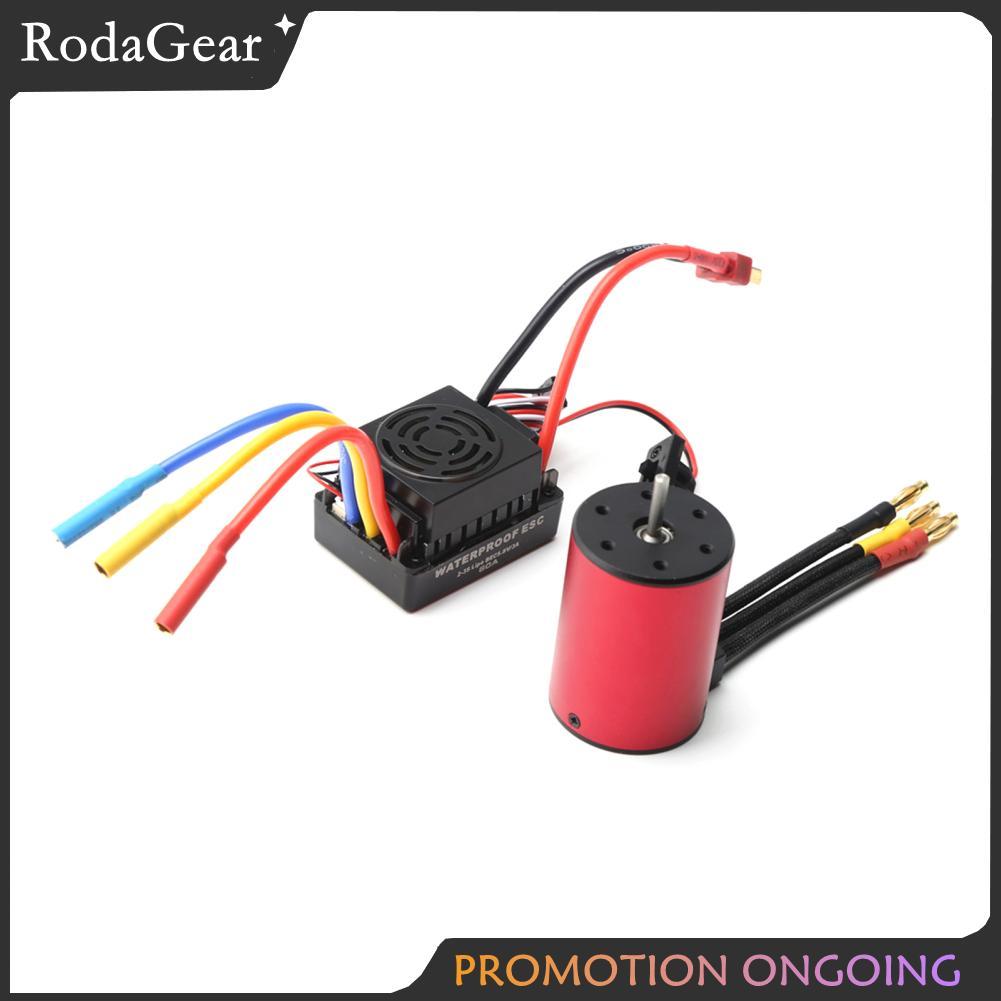 RodaGear 3900KV Động Cơ Không Chổi Than 3650 Chống Nước Với 60A ESC 2-3S Lipo 5.8V 3A BEC Cho Xe 1/8