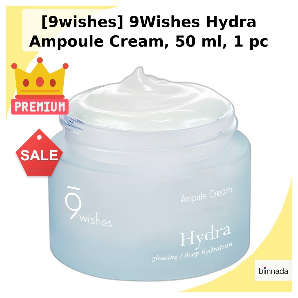 [9wishes] 9Wishes Hydra Ampoule Cream, 50 ml, 1 cái / Kem Ampoule Hàn Quốc / Dewy Finish / Chính hãn