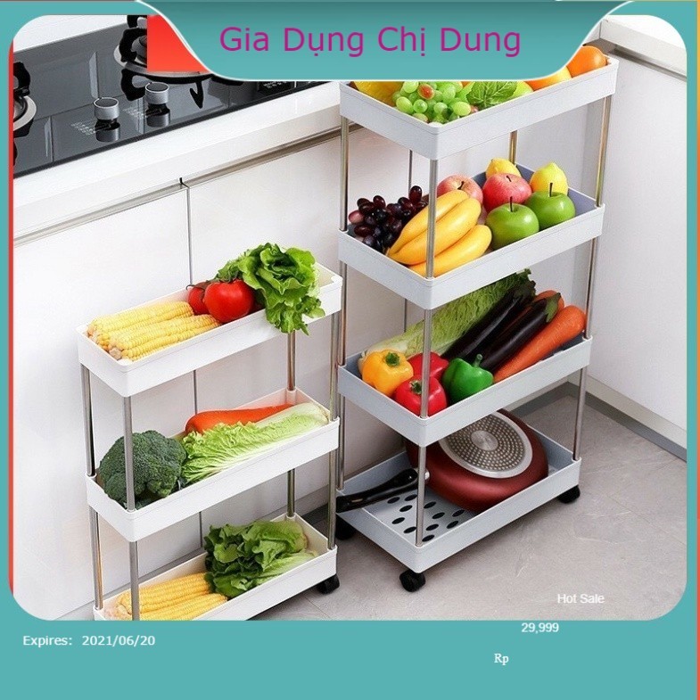 Kệ đa năng 4 tầng có bánh xe Kệ nhựa 3 tầng, 4 tầng để đồ phòng tắm nhà bếp Kệ lắp ghép dựng mỹ phẩm