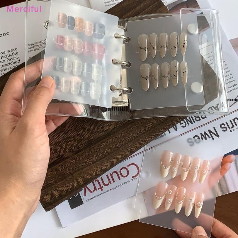 [Mer] Nail Art Piece Fake Nail Storage Book Double Bule 3 Lỗ Card Clip Display Board DIY Simple Albu