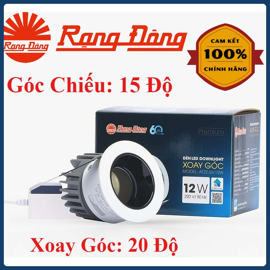 (Rạng Đông) Đèn LED Âm Trần Spotlight Xoay Góc 20 Độ - Chỉnh Hướng - Góc Chiếu 15 Độ - Chip LED Hàn 