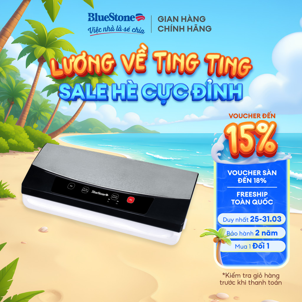 Máy hút chân không Bluestone VSB-2735 - Hút và hàn miệng túi, màu Xám-Đen