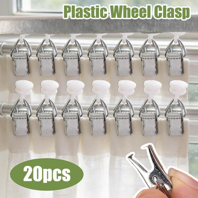 Lắp đặt đường ray trượt Kẹp ròng rọc Mini chịu tải mạnh mẽ - Kẹp rèm kim loại bằng nhựa di động