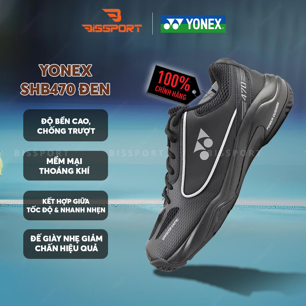 Giày Cầu Lông Yonex SHB470CR Đen Chính Hãng - Nhẹ Nhàng - Đế Tổ Ong Siêu Bám - Bám Mọi Sàn - Bền Bỉ