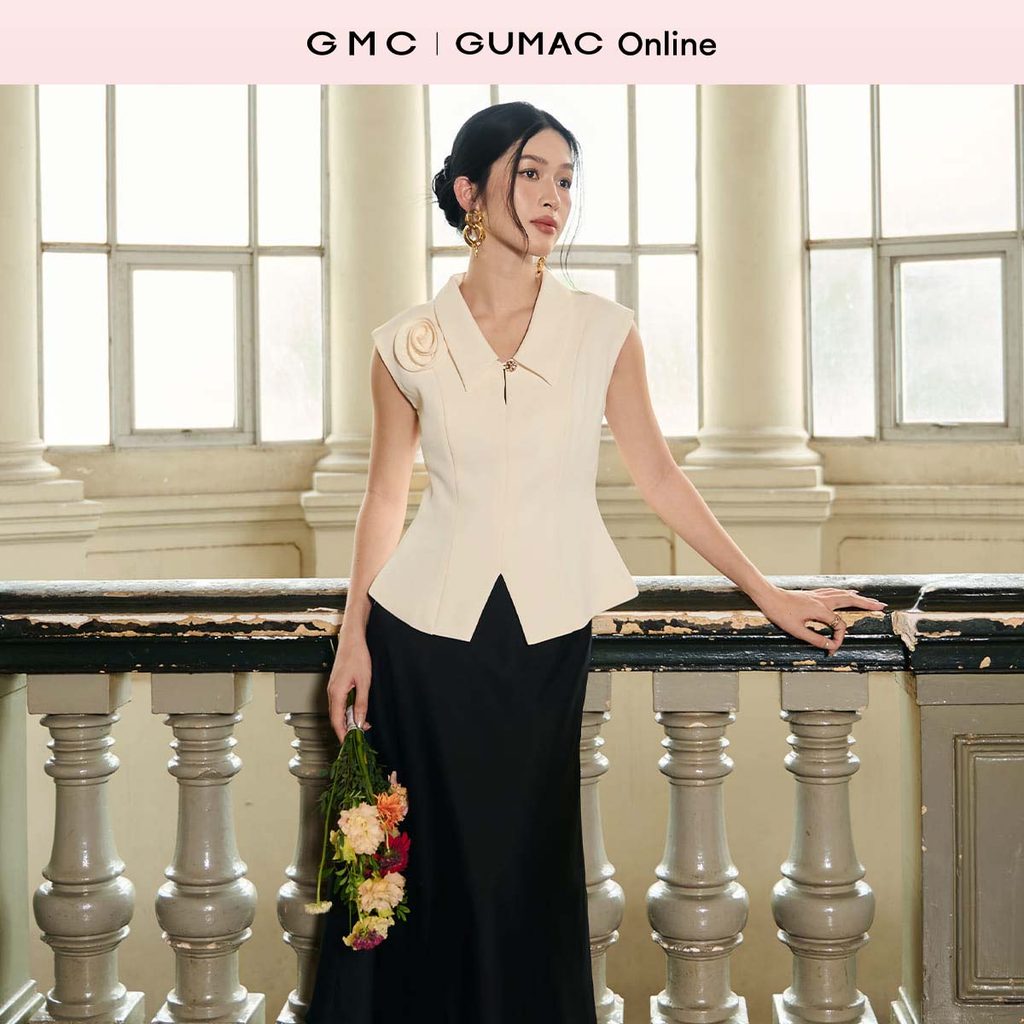 Áo gile nữ GUMAC may liền phối đính hoa thủ công sang trọng công sở thanh lịch AF01075 - AF10030