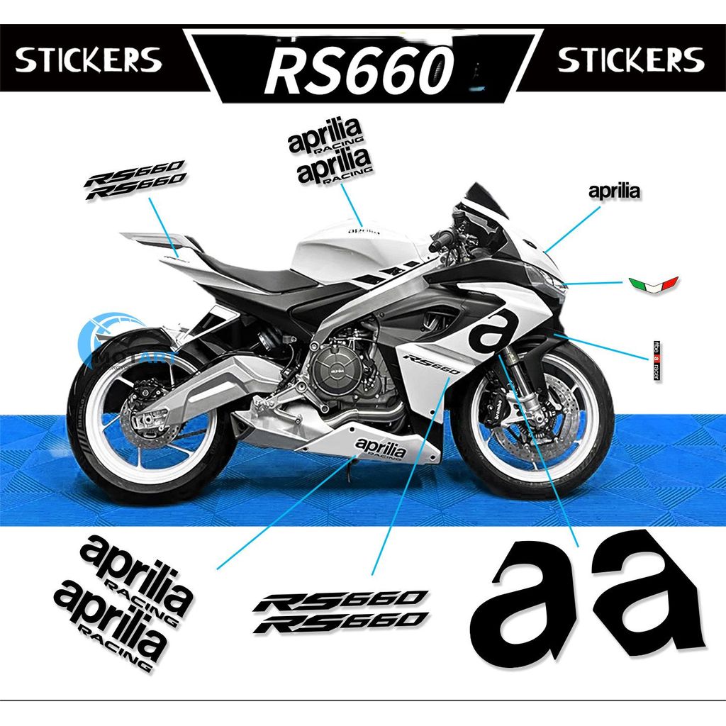 Aprilia Sticker, RS660 Xe Máy Sửa Đổi Vỏ Vòng Hoa Phản Quang Màu Đen Sáng