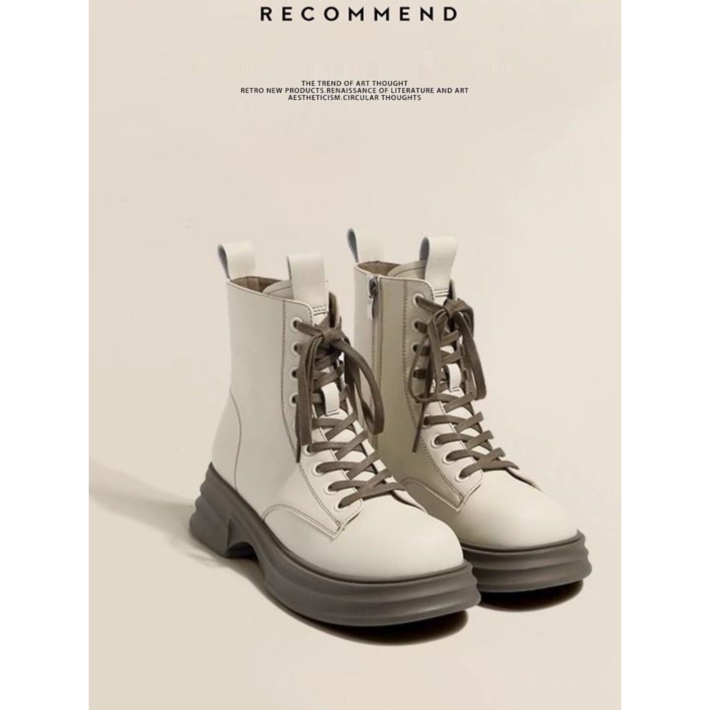 bốt nữ cổ thấp bốt nữ cao cổ Giày Bốt Martin Nữ 2026 Phong Cách Mới Phong Cách Anh Giày Bốt Nâu Nữ X