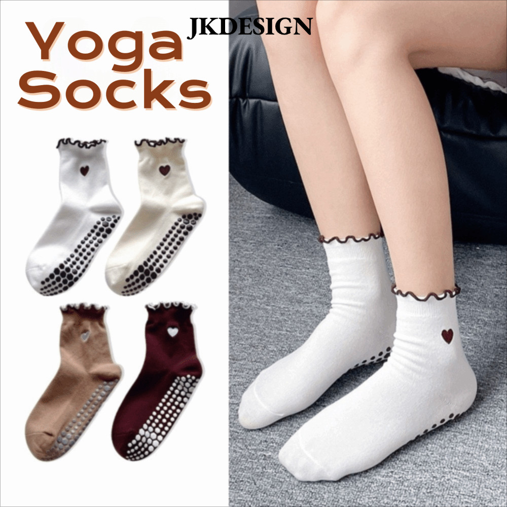 JKDESIGN Pilates & Yoga Socks - Silicone Grip, Breathable Cotton, Anti-Slip for Barre Exercises