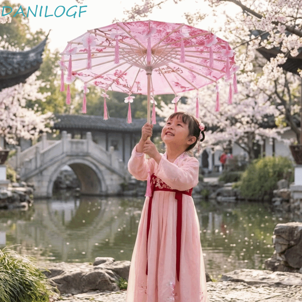 Dù tua rua vải DANILOGF, dù cổ Trung Quốc 56cm phong cách Trung Quốc, cổ cầm tay chống mưa chống gió