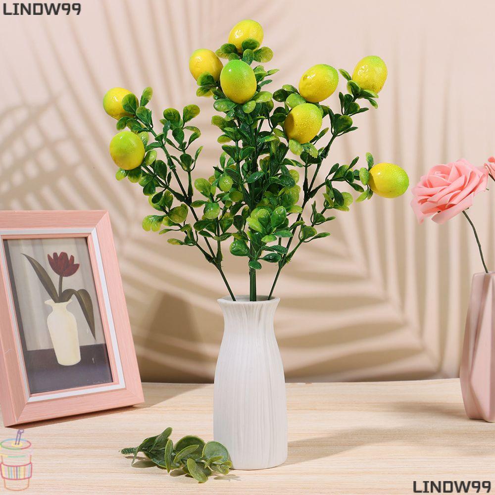 LINDW99 Lemon Branch Lemon Tree Farmhouse dành cho bàn làm vườn tại nhà có lá xanh
