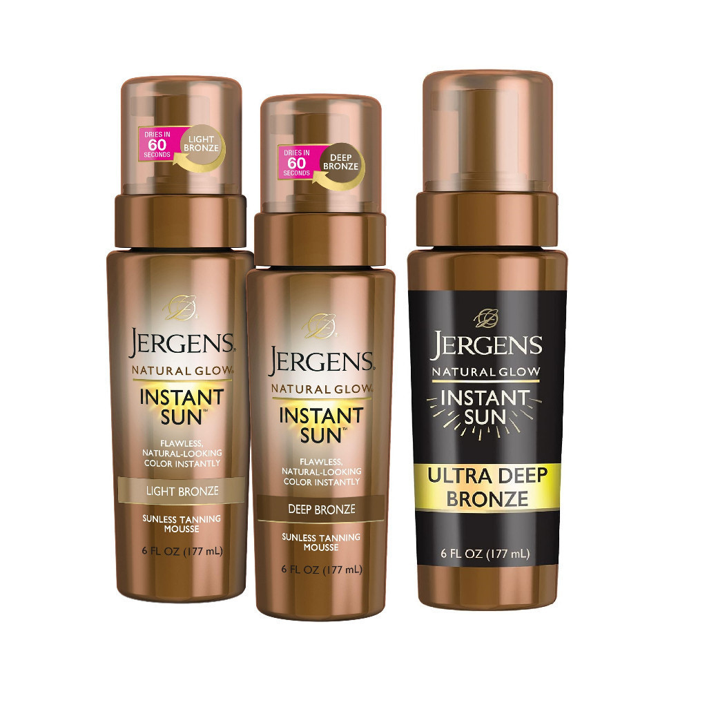 Mousse nhuộm nâu da Jergens Natural Glow Instant Sun Self Tanner Light Bronze/Deep Bronze/Ultra Deep