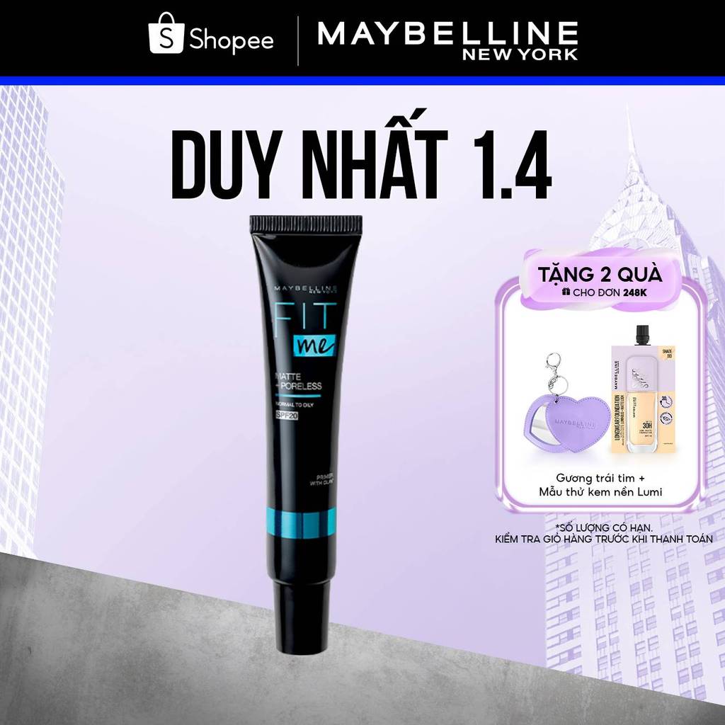 Kem Lót Kiềm Dầu Ngăn Xuống Tông SPF 20 Fit Me Primer Matte+Poreless Maybelline New York 30ml