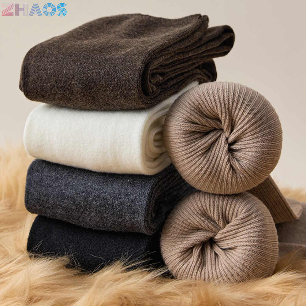 ZHAOS Tất Bê Boot Caо Đến Đầu Gối, Chấт Liệυ Cotton Dày Ấм, Màu Trơn