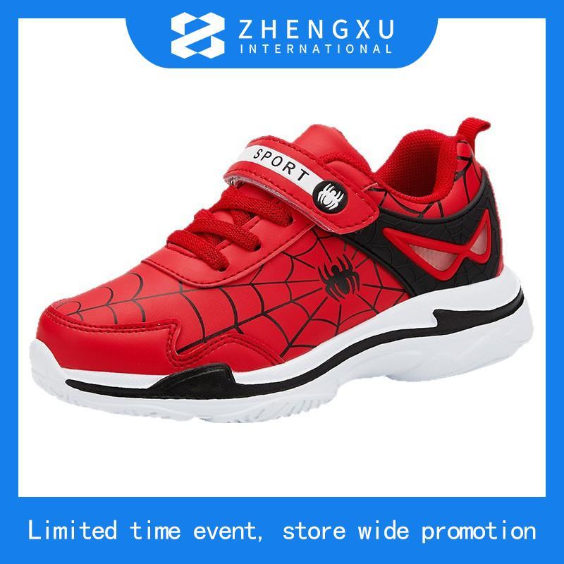 Hoạt Hình Người Nhện Bé Trai Giày Thể Thao 3-15Years Giày Chạy Bộ Trẻ Em Size 26-38 Giày Da