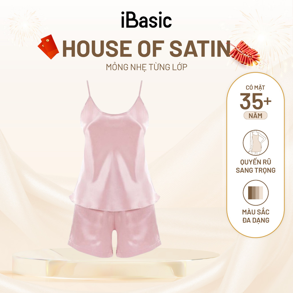 Đồ bộ mặc nhà nữ iBasic lụa satin áo hai dây quần đùi HOMY054
