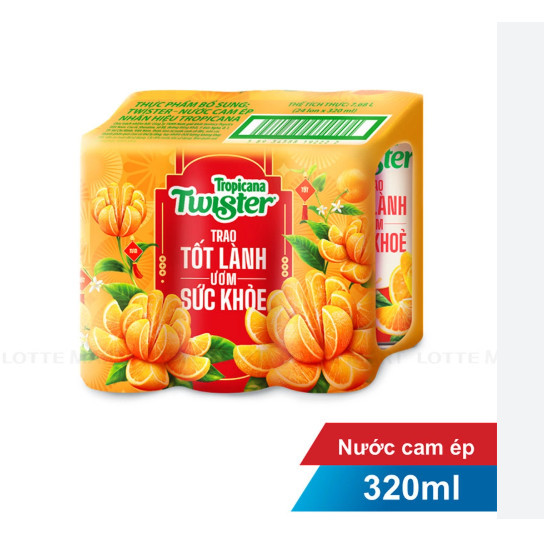 Thùng Nước Ngọt, Nước Cam Ép Twister 320ml và 235ml Pepsico Chính Hãng Thùng 24 Lon DATE MỚI