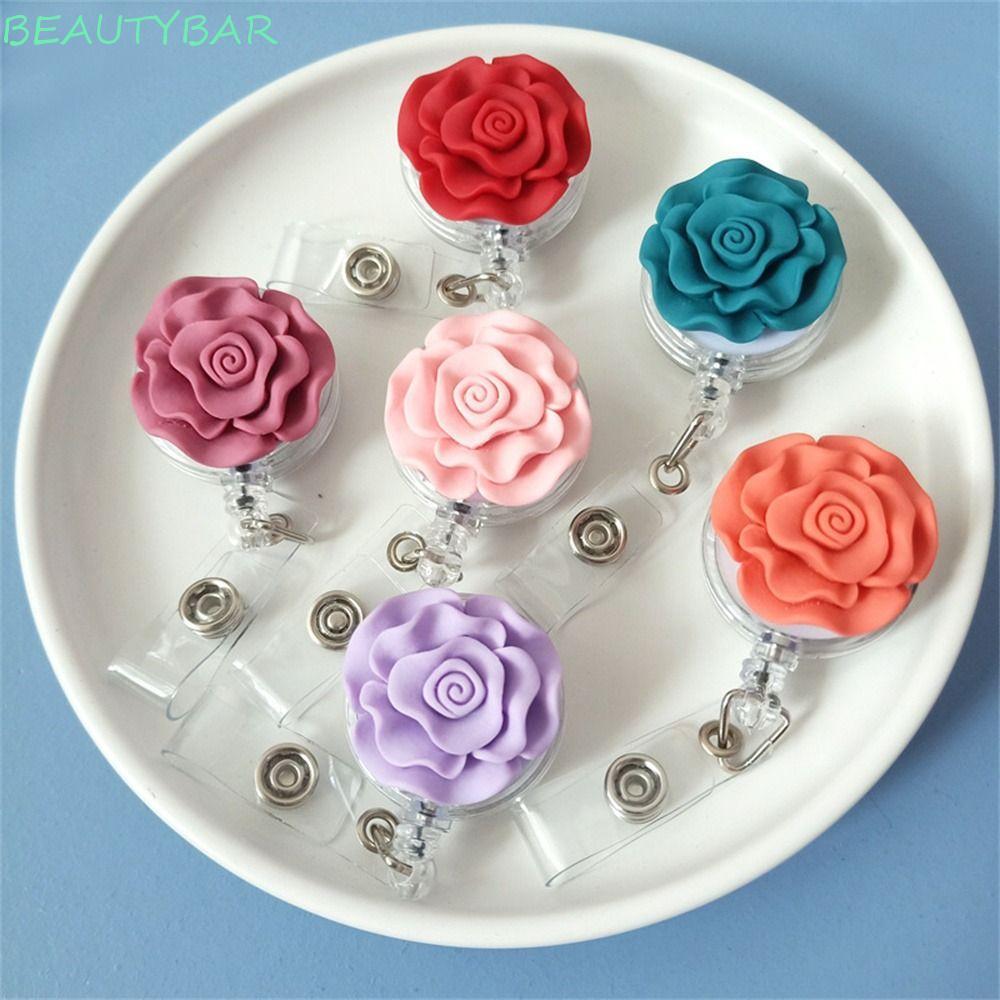 BEAUTYBAR Nurse Badge Reel, Bow Flower Name Tag Giá đỡ huy hiệu có thể thu vào, Thẻ ID dễ thương 3D 