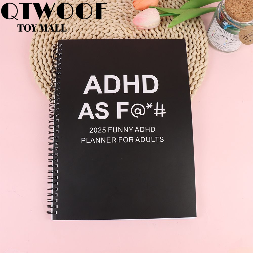 QTWOOF ADHD Planner 2025, Cá Tính Hàng Tháng 2025 Ngộ nghĩnh ADHD Planner, Chất Lượng Cao Lịch Gia Đ