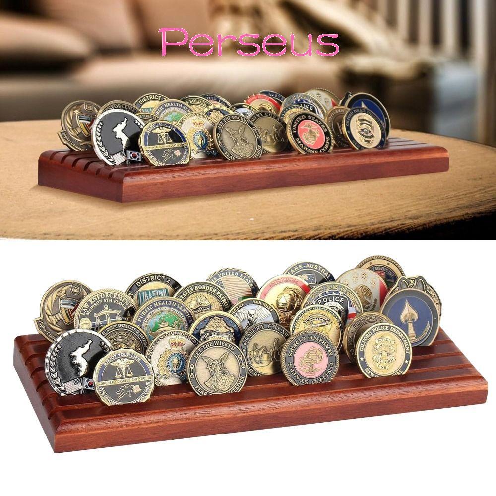 MEGOCE Challenge Coin Display, 6 hàng 13 x 5 in Coin Display Stand, Giá đựng tiền xu bằng gỗ hình ch