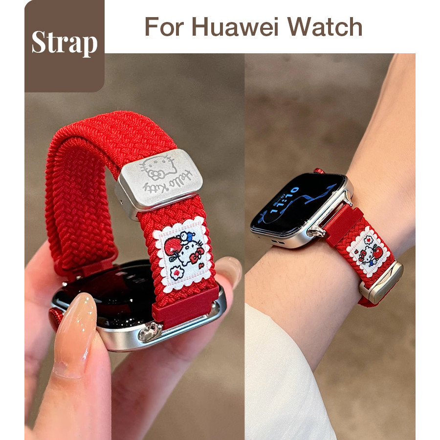Phụ nữ dễ thương mỏng kt Cat Khóa từ tính Dây đeo thể thao bện Nylon Thích hợp cho Huawei Watch Fit 