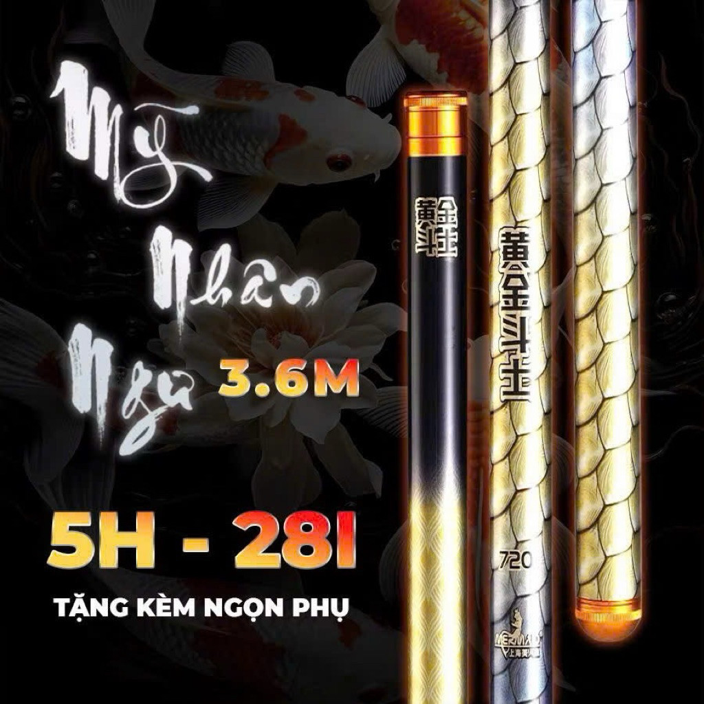 Cần câu tay Mỹ Nhân Ngư 5H - 28i Chuyên rô chép Kèm Ngọn Phụ tải tĩnh cực khủng thích hợp săn hàng