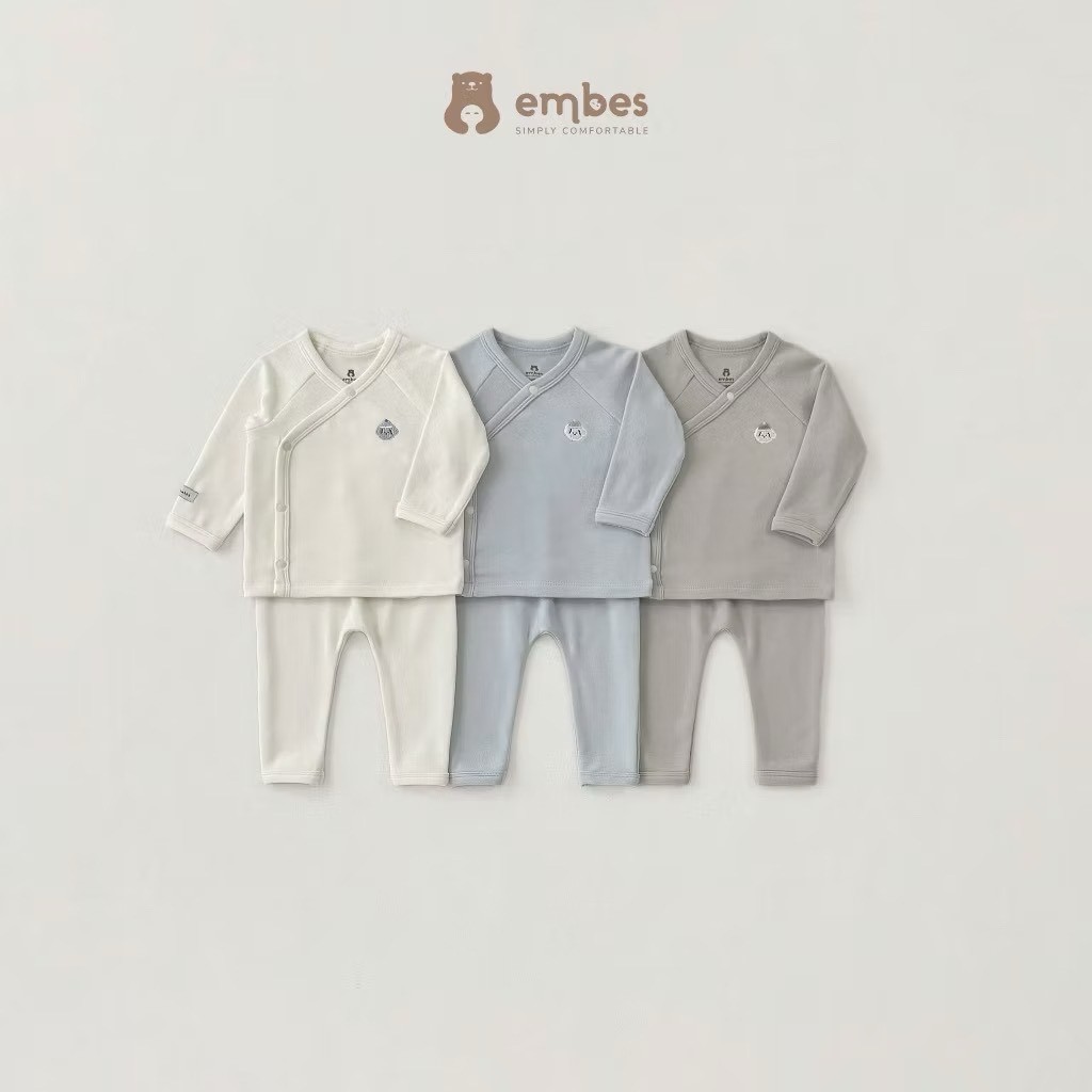 [Embes] Bộ nỉ cài chéo sơ sinh
