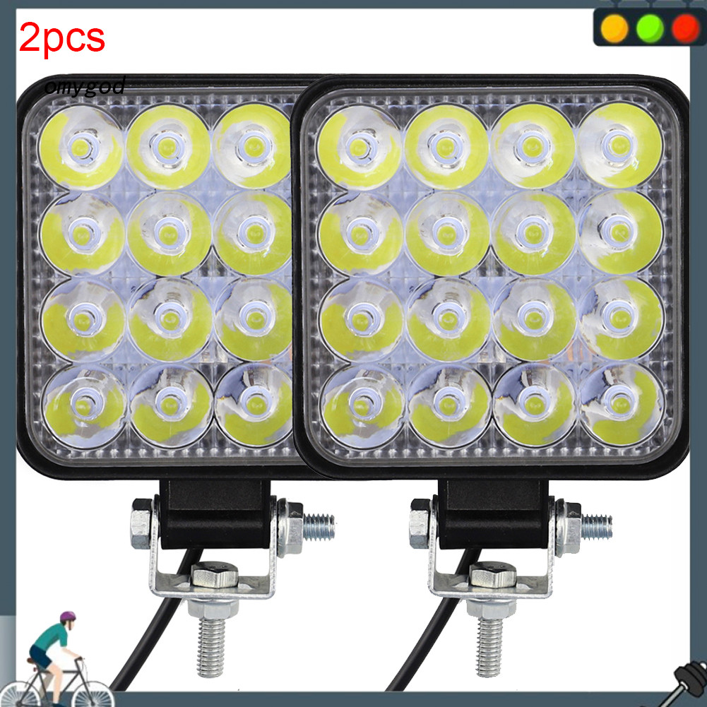 OMG 2 Chiếc 48W Vuông Sáng LED Đèn Làm Việc Xe SUV Xe Tải Lái Xe Đèn Sương Mù