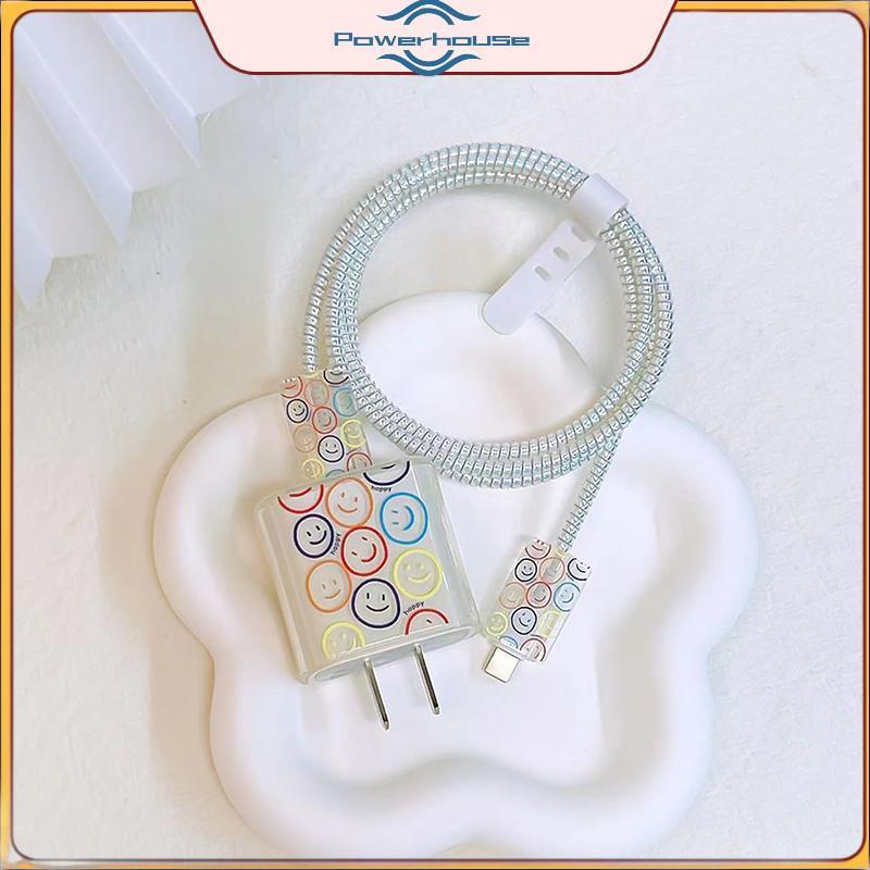 POWER USB Bảo vệ cáp US Oril Charger Protector Cover Smile Face Style Protection Data Line Spiral Wi