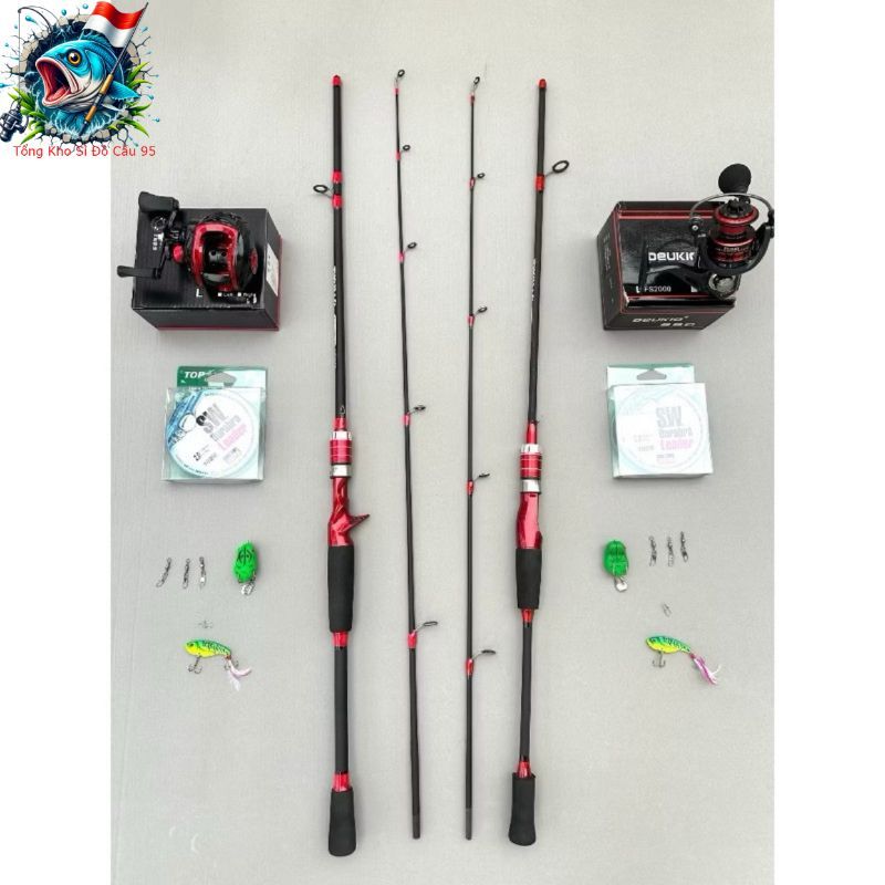 Combo Cần Câu Lure Daiwa Nội Địa và Máy Deukio FS2000 Kèm Phụ Kiện