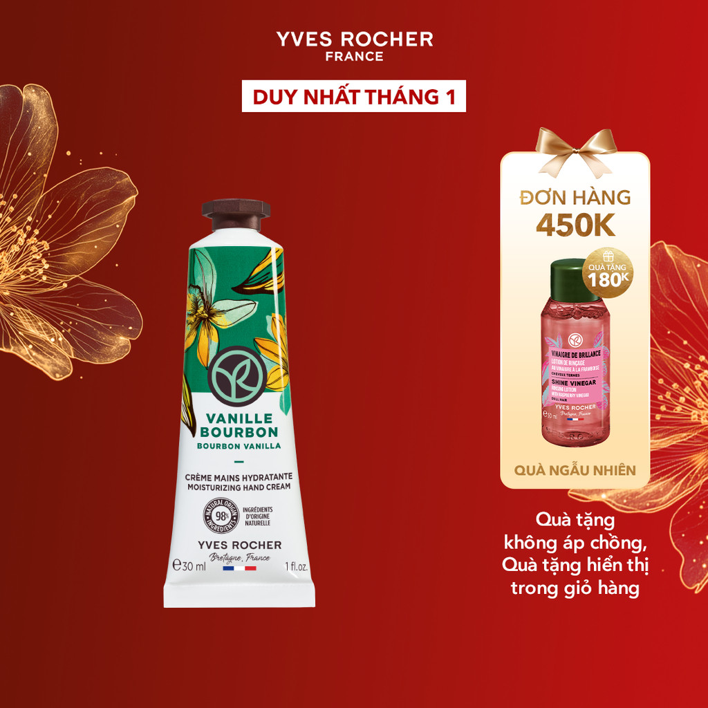 Kem dưỡng da tay hương vani Yves Rocher Hand Cream Bourbon Vanilla 30ml