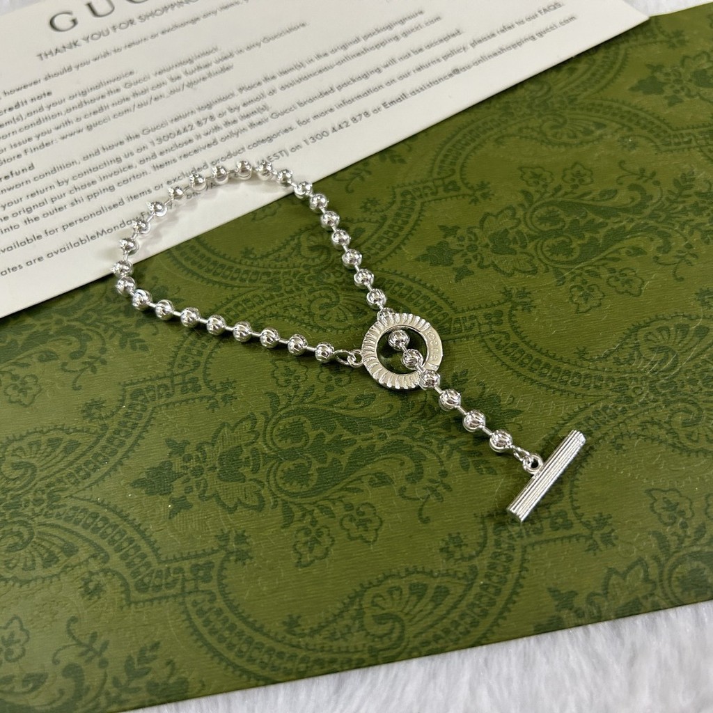 925Sterling Silver Bracelet OT Buckle Flower Bead Bracelet Trendy Fresh Versatile Bracelet