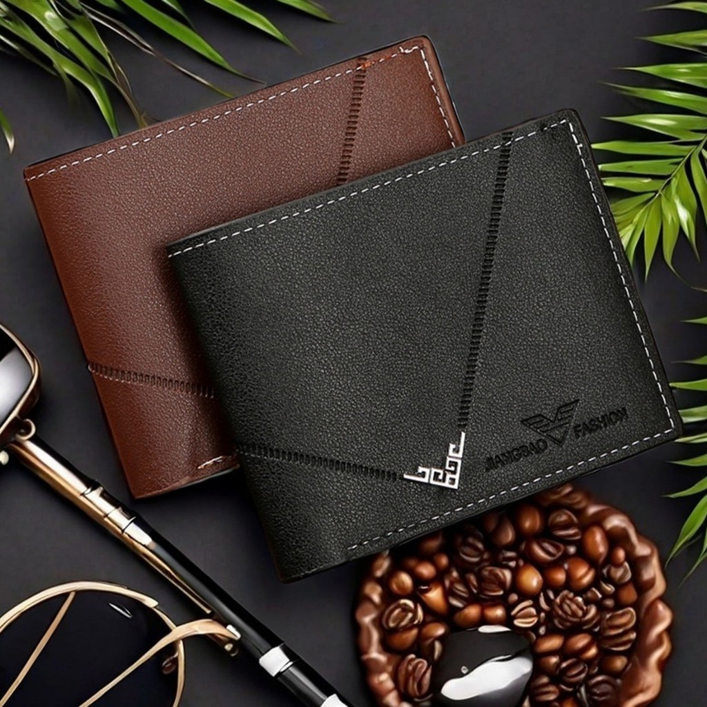 New Men's Wallet Men's Short Wallet Men's Youth Simple Fashion Multi-Card Lychee Pattern Horizontal 