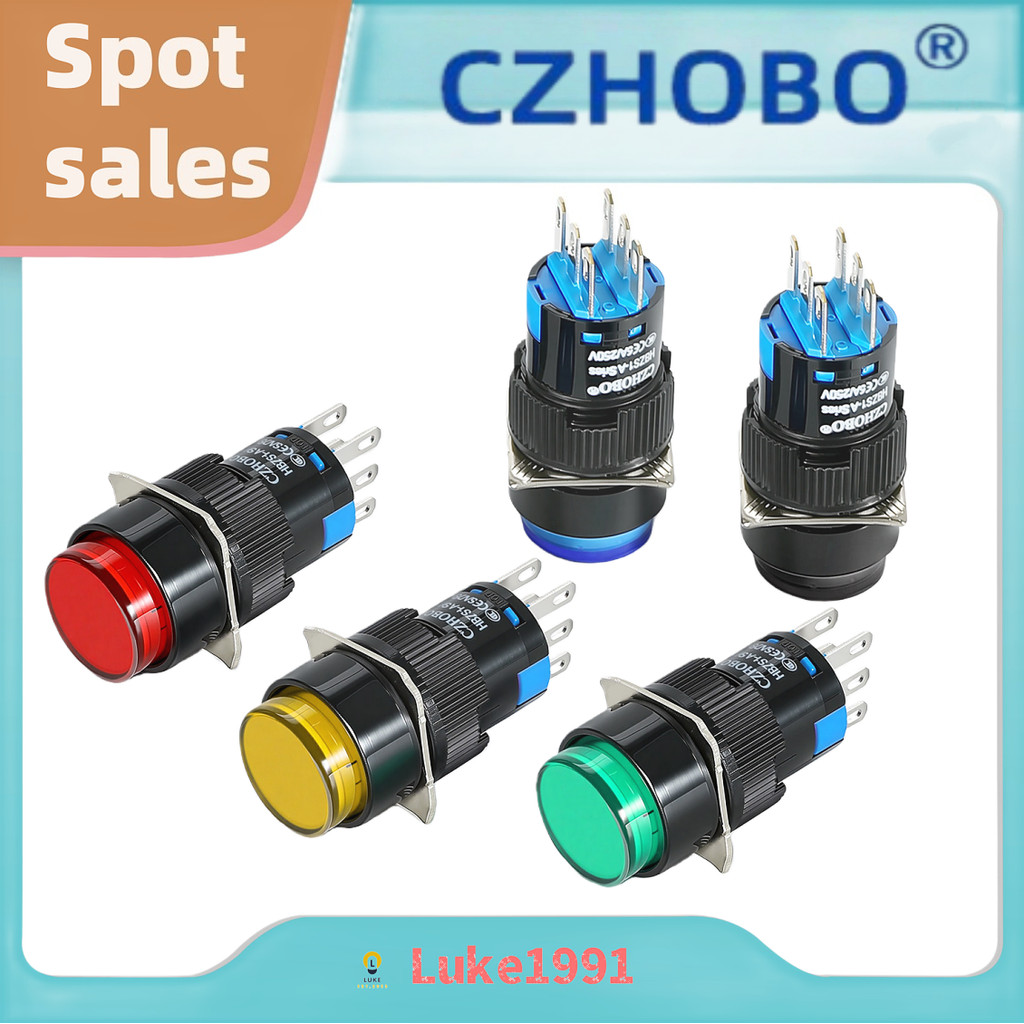 16mm HBZS1-AY-22 Tự cài đặt lại HBZS1-AY-22 Nút nhấn tự khóa Công tắc điểm nhấn Loại đẩy LA16-22 Hai