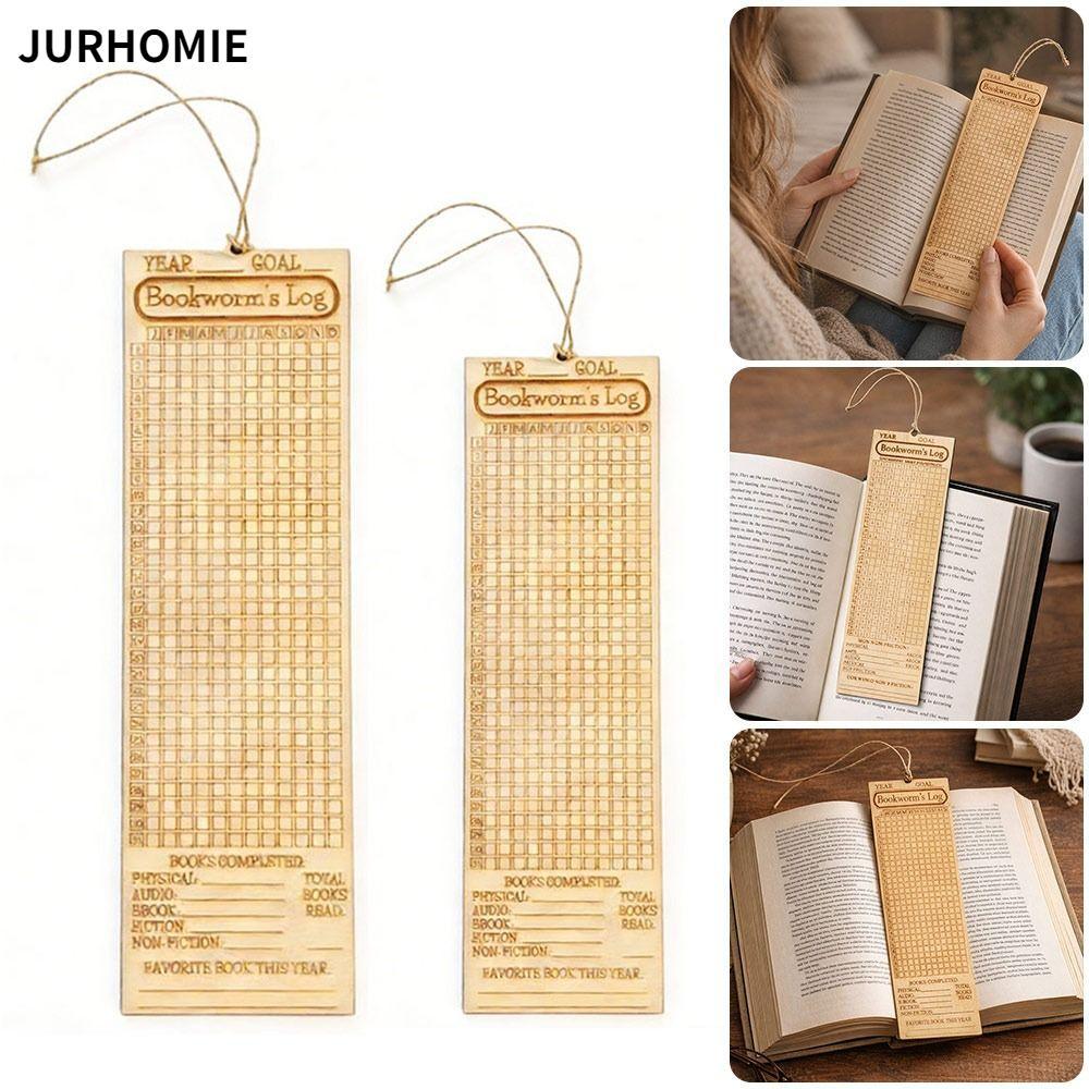 JURHOMIE Reading Habit Tracker Bookmark, Bộ đếm đọc sách bằng gỗ đa chức năng, Bộ theo dõi thử thách