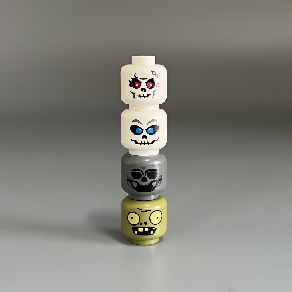 Tương thích với Lego Skeleton Zombie Emoticon Gói Lắp Ráp Phù Hợp Với Khối Xây Dựng Minifigure Head 