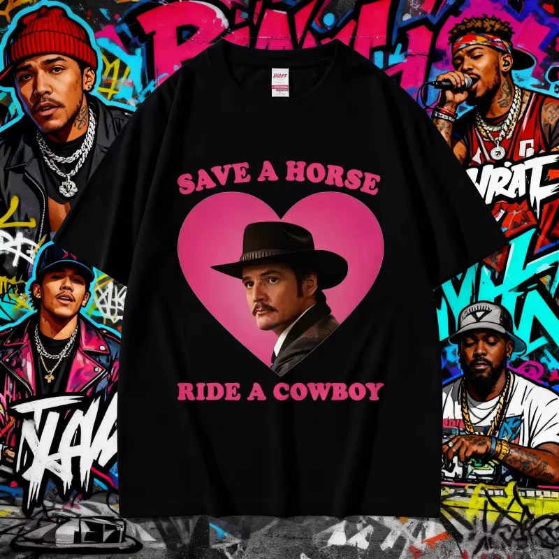 2026 Summe Pedro Pascal Save The Horse Ride A Cowboy Graphic Áo nam Nữ Chất Lượng Cao 1 Cotton Nguyê