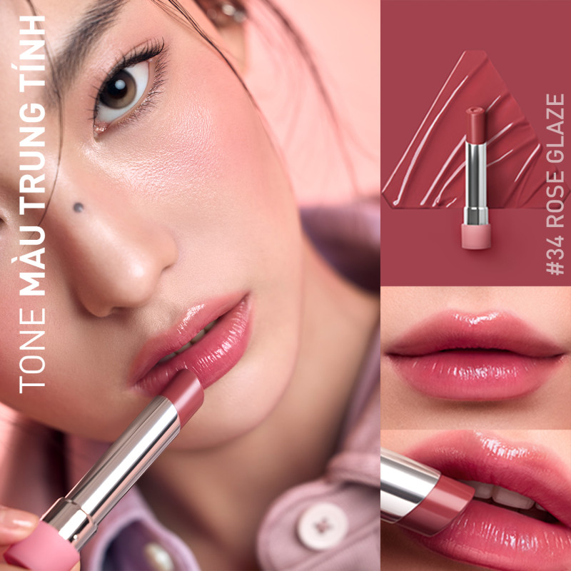 Son Bóng 3CE Glazy Lip Glow Dưỡng Môi Căng Mọng, Mềm Mịn, Lên Màu Chuẩn Sắc, Không Bết Dính, Tự Nhiên | BigBuy360 - bigbuy360.vn