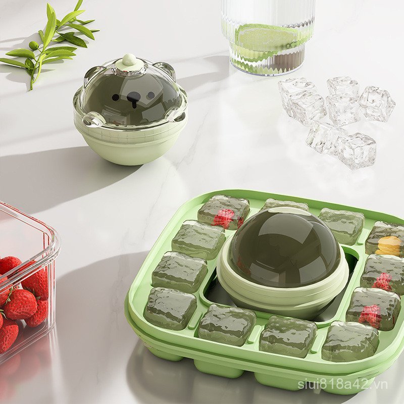 [Xinzao] Press Ice Tray Bear Ice Cube Mold Press Ice Tray Ice Ball Mold Silicone Frozen Ice Cube Sto