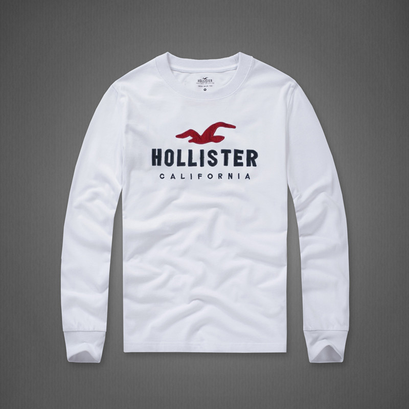 Chất Lượng Cao Hollister Cơ Bản Dài Tay TEE Nam Cotton Nguyên Chất Cổ Tròn Nhãn Nhỏ Thể Thao Top 2.6