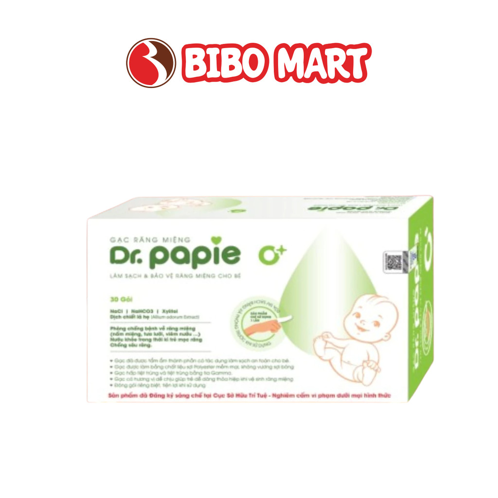 Gạc rơ lưỡi Dr. Papie cho bé từ sơ sinh vệ sinh răng miệng hộp 30 gói- Nimo