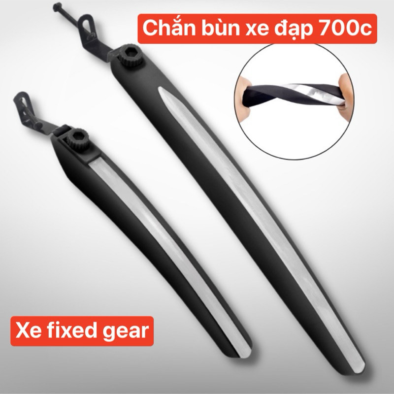 Chắn bùn bu dè xe đạp Fixed Gear xe thể thao xe đạp Touring , 700c có phản quang cảnh báo