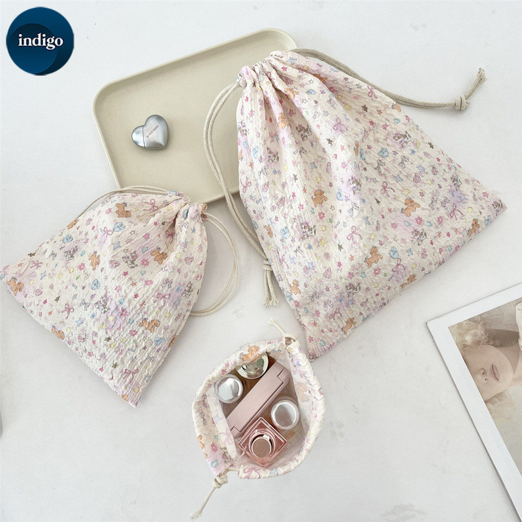 Túi vải rút chống bụi,Túi dây rút đựng quần áo, giày dép, mỹ phẩm,S/M  kích thước,gấu nâu nhiều/Họa tiết dễ thương
