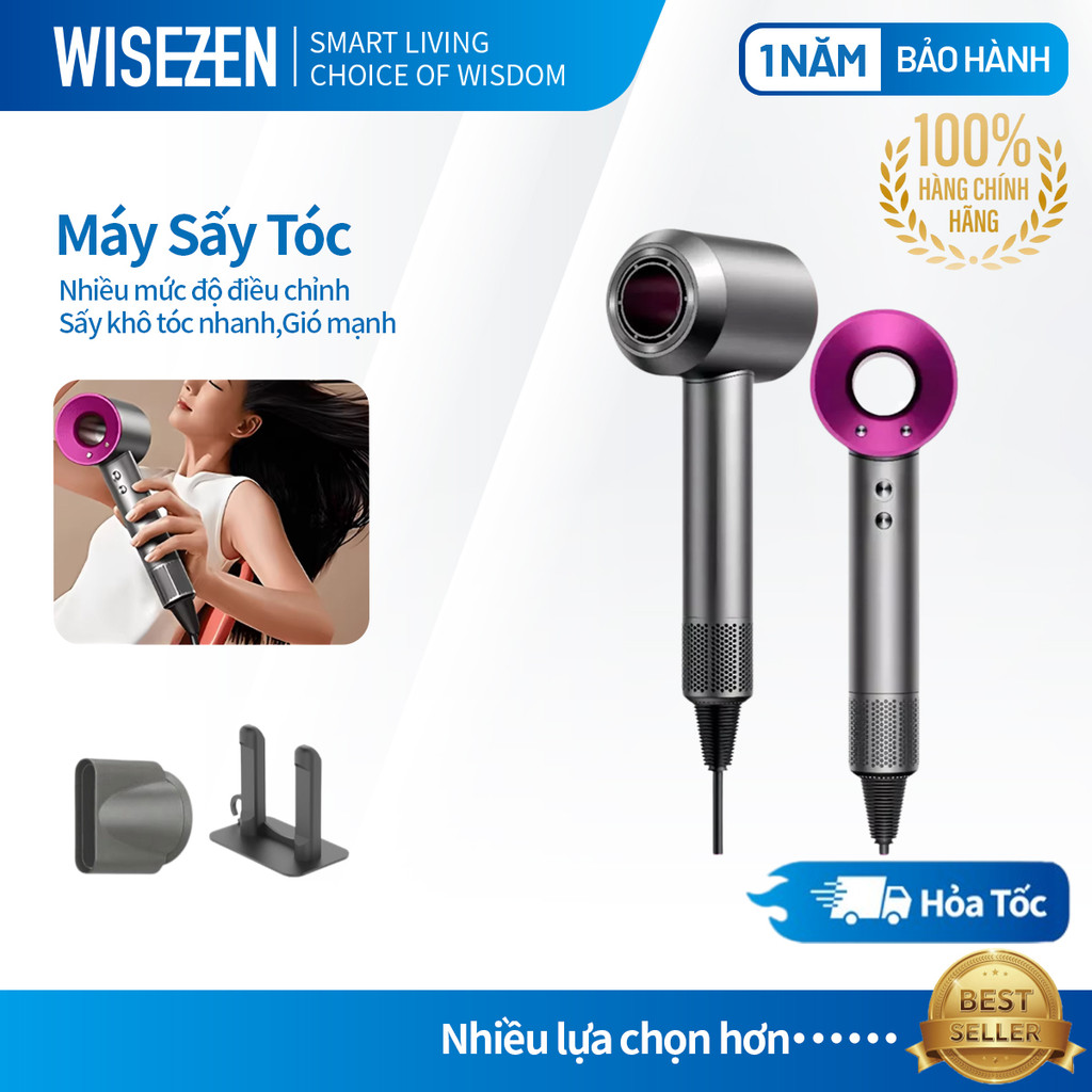 Máy Sấy Tóc Ion Âm Wisezen 2 Chiều Nóng Lạnh Máy Sấy Không Cánh 3 Tốc Độ Công Suất Cao Kèm Đầu Sấy Tạo Kiểu