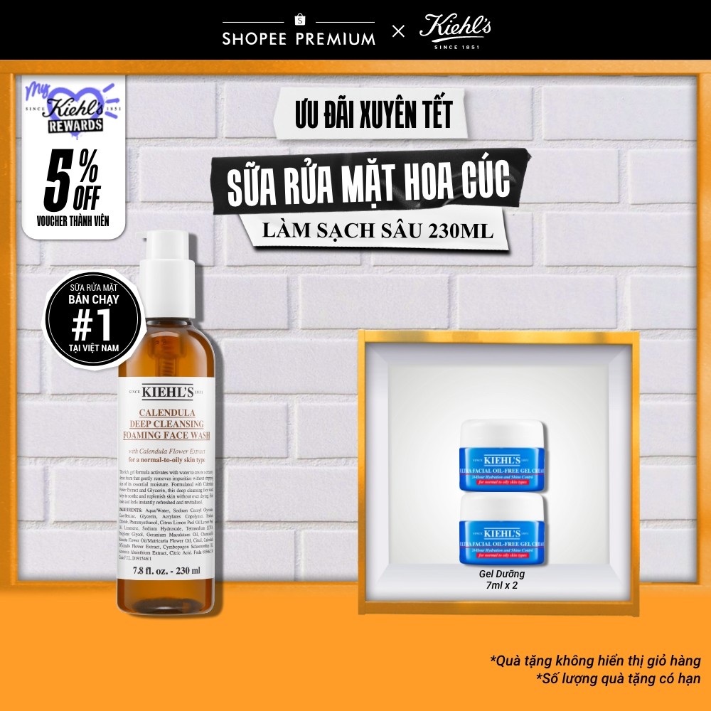 Sữa rửa mặt hoa cúc Kiehl's Calendula Deep Cleansing Foaming Face Wash 230ml
