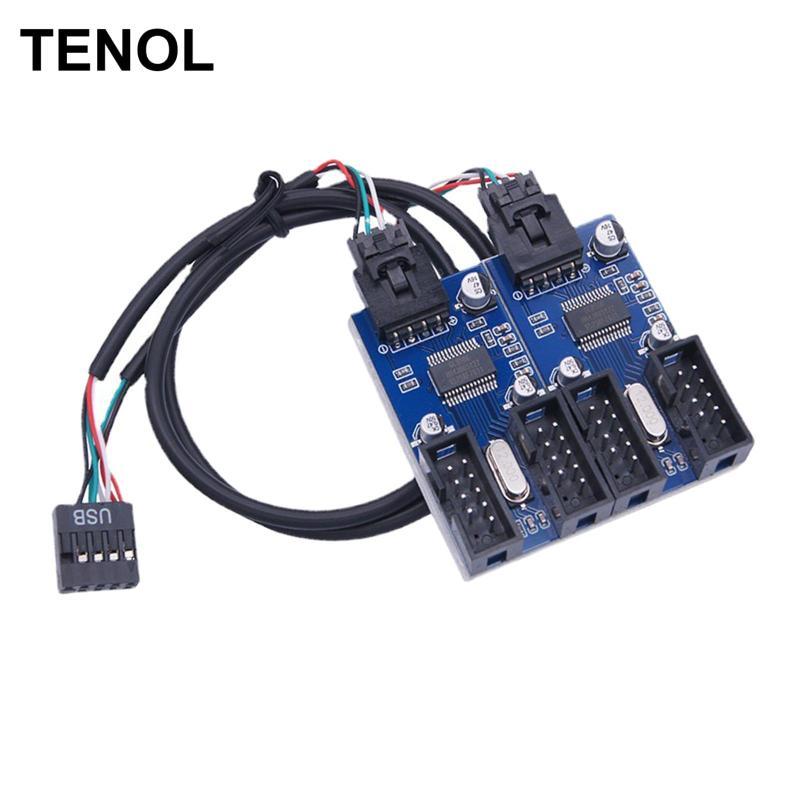 9 Pin USB Header Giao diện Fan Splitter Cáp chuyển đổi cho Bo mạch chủ