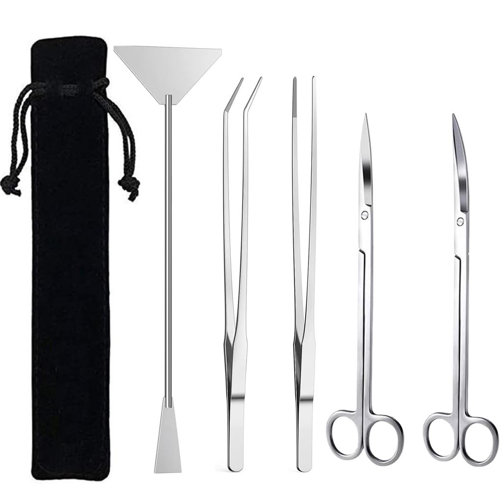 YFFSFDC 5-Piece Aquarium Plant Trimming Set, Includes Tweezers, Scissors, and Sand Flutter, Made of 