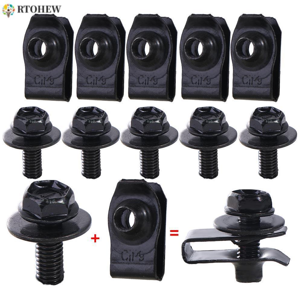 RTOHEW 5 / 10 Chiếc Kẹp Hạt U Ô Tô, Bu Lông Thân Xe U 6MM, Đa Năng Splash Shield Guard Fastener Clip