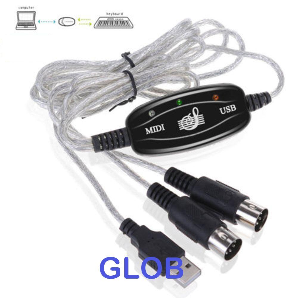 Dây nối dài cáp GLOB MIDI sang USB Giao diện MIDI chuyên nghiệp Dây nhạc âm thanh cho bàn phím PC US