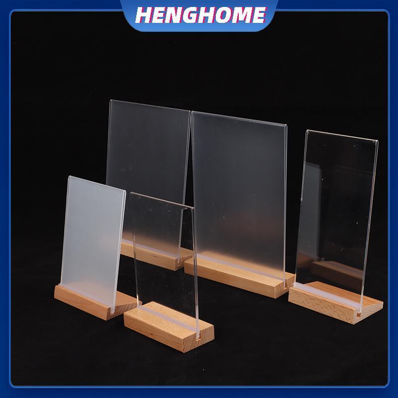 HENGHOME Table Top Gỗ Acrylic Sign Holder Display Stand Double Sides, Bottom Load, Portrait Style Me